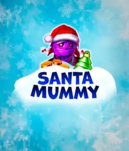  Behold the unique "Santa Mummy" slot game by Belatra, showcasing a mummified Santa dressed in festive holiday attire. This colorful image portrays the mummy with a bright purple hue, wearing a Santa hat, against a backdrop of snowy blue and frosty snowflakes. The game's title, "Santa Mummy," is clearly shown in large, cool blue letters.